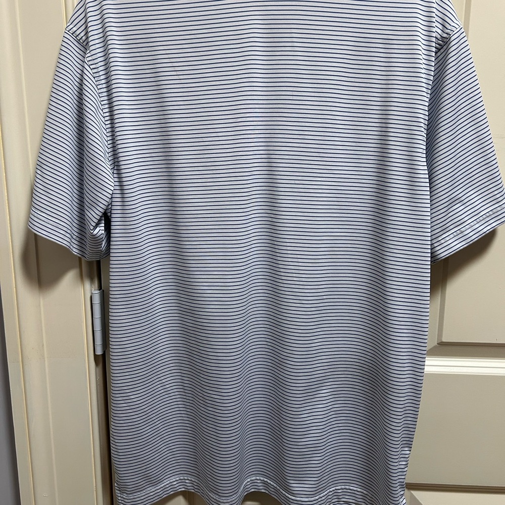 Masters Performance Polo White with Blue Stripes.